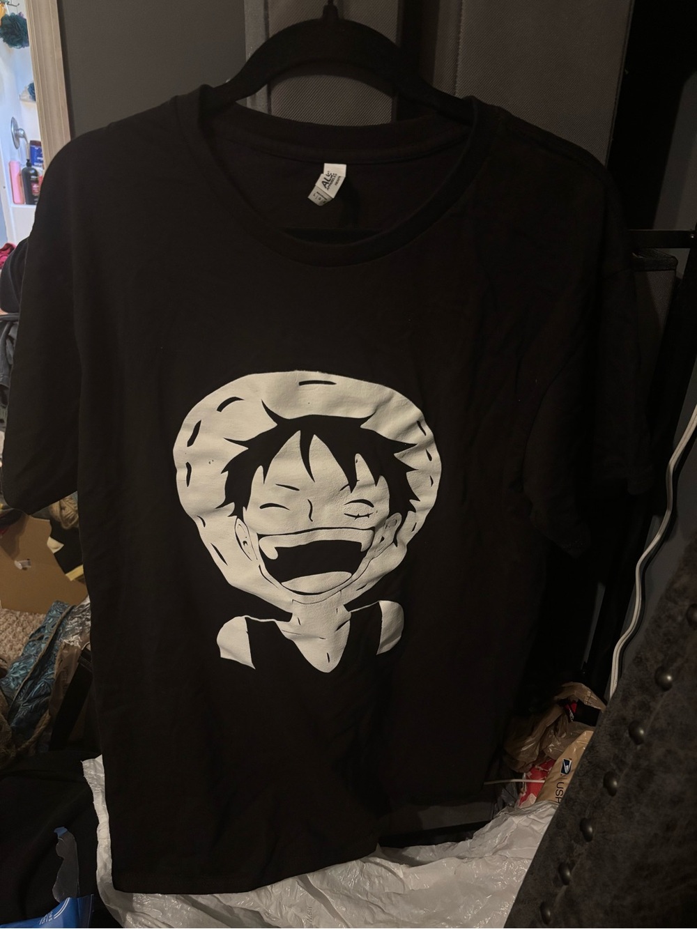 One Piece Luffy Black Graphic Tee Large